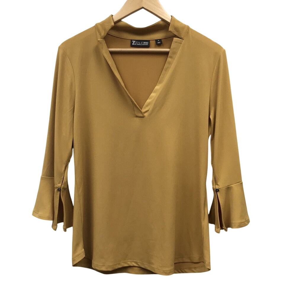 Seventh Avenue Top Womens Medium Yellow Bell Sleeve